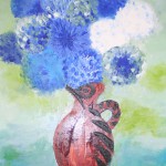 ピカソの花瓶の青い花束　　１５号